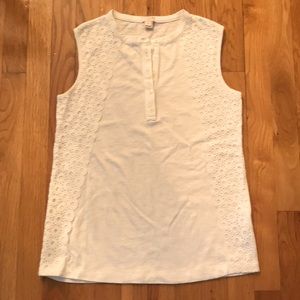 J.Crew white lace trim sleeveless t-shirt XS